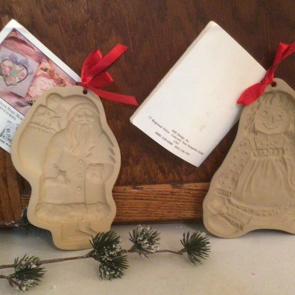 Vintage Clay Baking Cookie Molds *Your Choice* Santa Raggedy Anne, Brown Bag Clay Molds