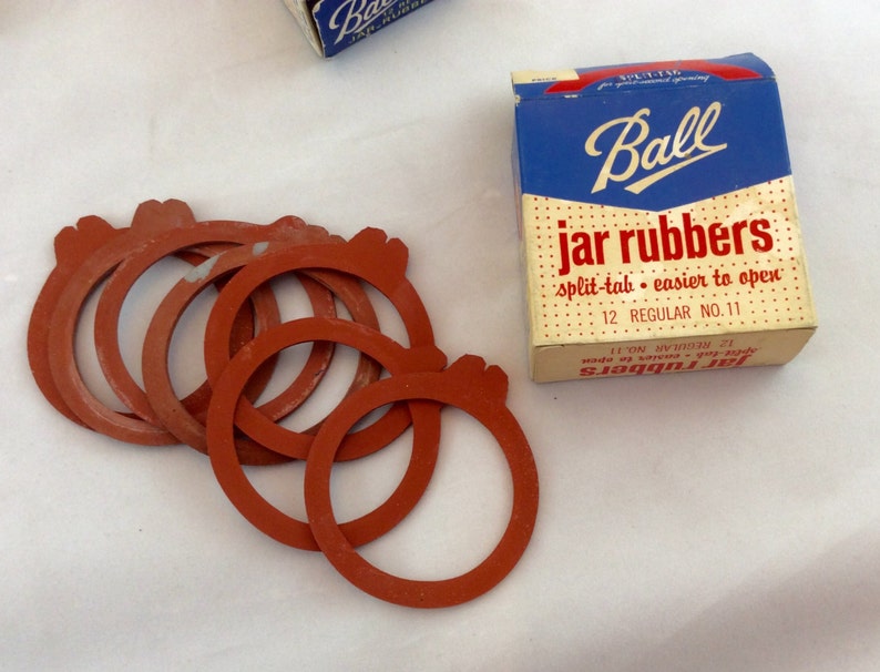 Vintage Ball Canning Jar Red Rubber Rings in Box Regular