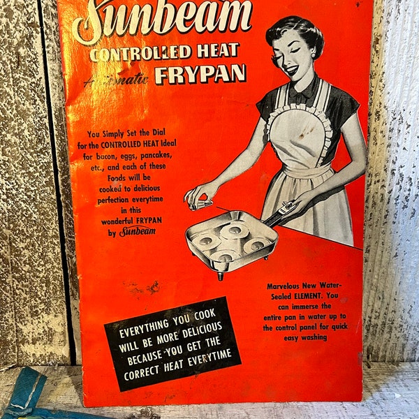 Vintage 1953 Sunbeam Frypan Manual Instructions and Recipes Booklet