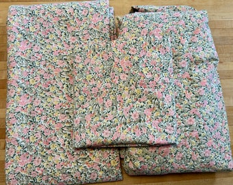 Vintage Laura Ashley Twin Sheet Set Multi Floral Print, Shabby Chic Garden Core Cottage Style Twin Bedding