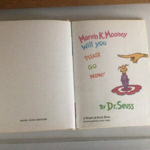 Vintage Dr Seuss Book Marvin K Mooney 1972 Book Club First Edition ...