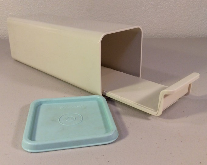 Vintage Tupperware Cheese Keeper With Turquoise Lid Etsy