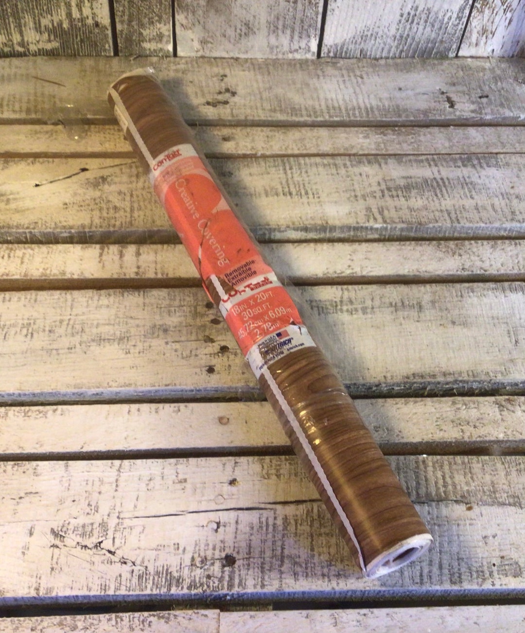 Vintage Self Adhesive Vinyl Shelf Paper Faux Wood Design, Lt Oak Design