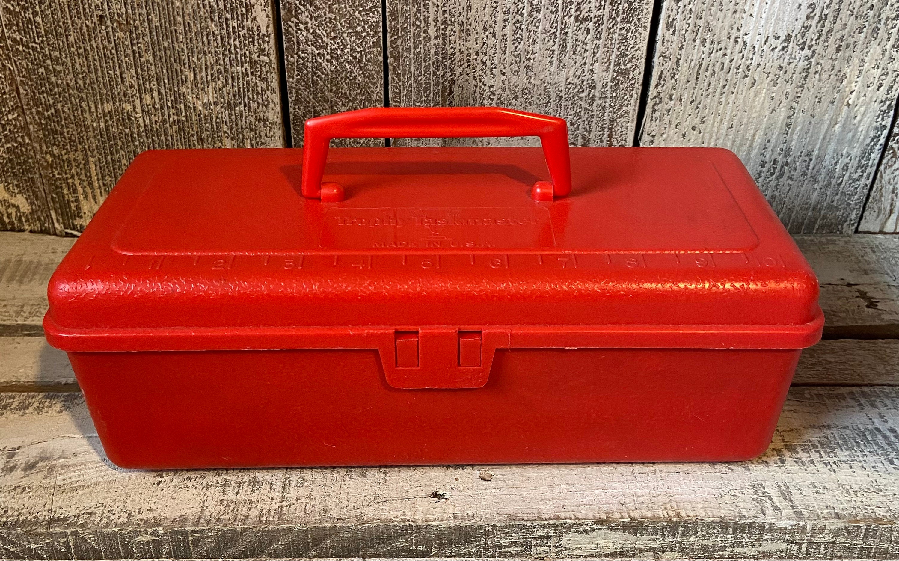 Vintage Red Plastic Fishing Tackle Box or Tool Box With Removable Tray, Red  Trophy Task Master Box 
