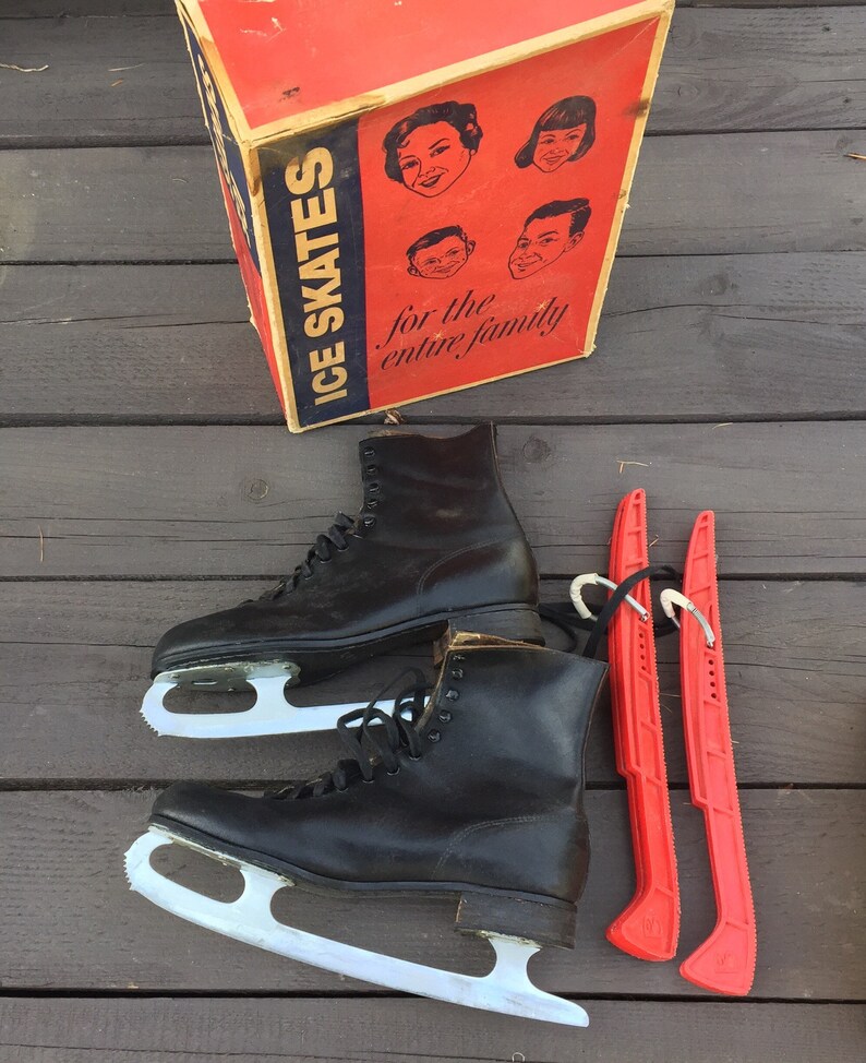 Vintage Mens Black Ice Skates in Box North Bay Vintage Black Etsy
