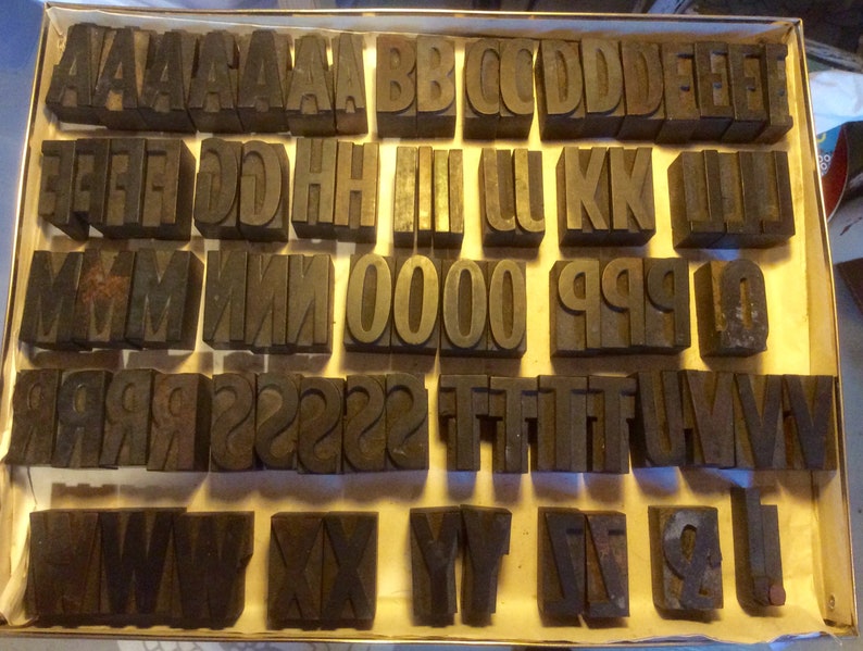 1950s Block Lettering Vintage Futura Letterpress Letters: 1950s Printer's Wood Block Type (1 ...