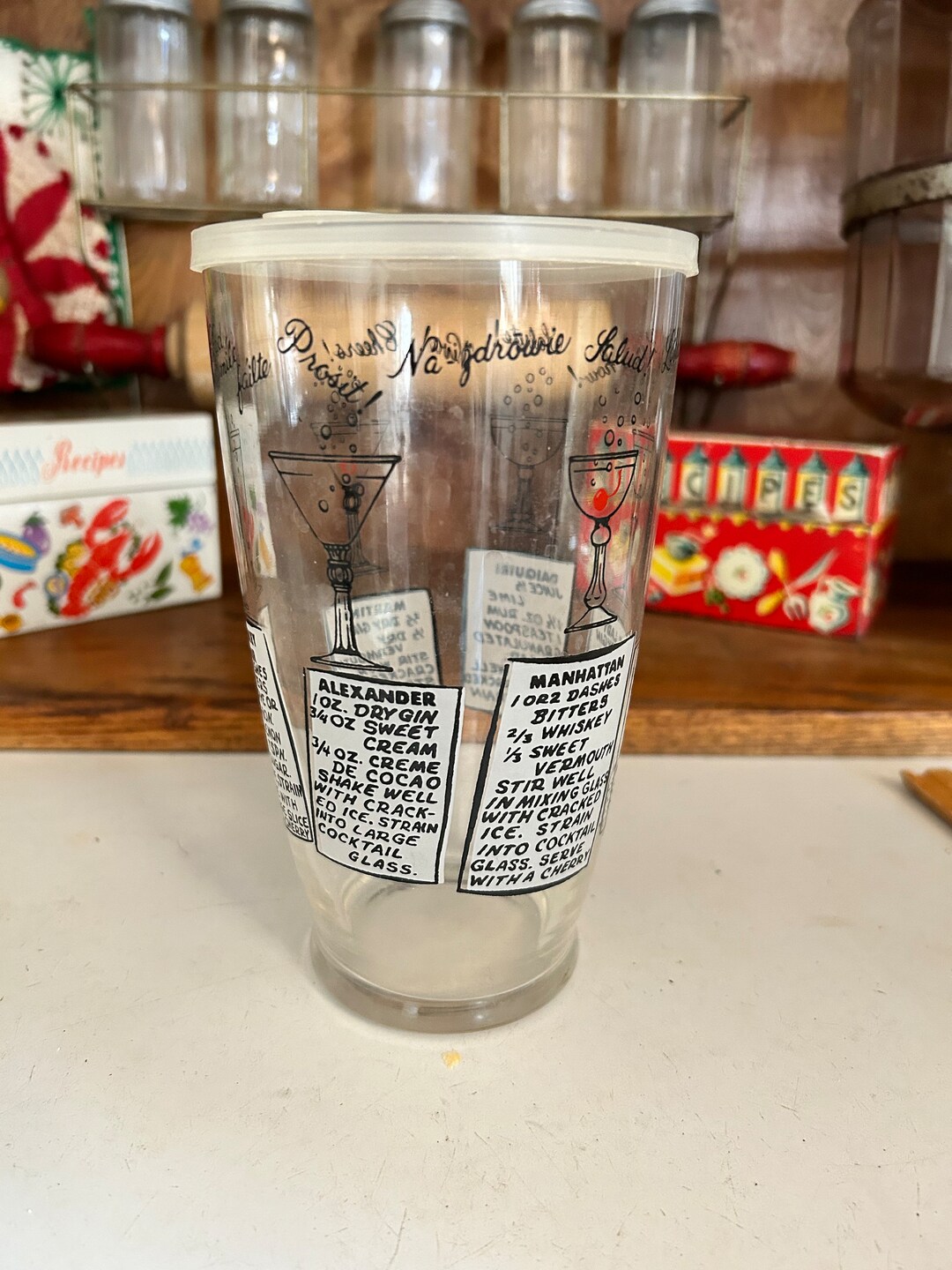 Vintage Barware Cocktail Mixing Glass W Recipes and Graphics - Etsy