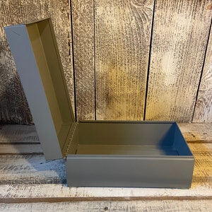 Vintage Industrial Gray Metal File Box 5 x 9 x 4”, Man Father Gift