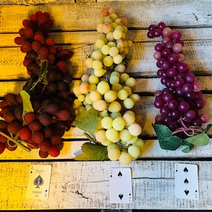 Vintage Lg Grape Clusters * Your Choice*, Lifelike Plastic Grapes in Red or Green, Realistic Grape Bunches