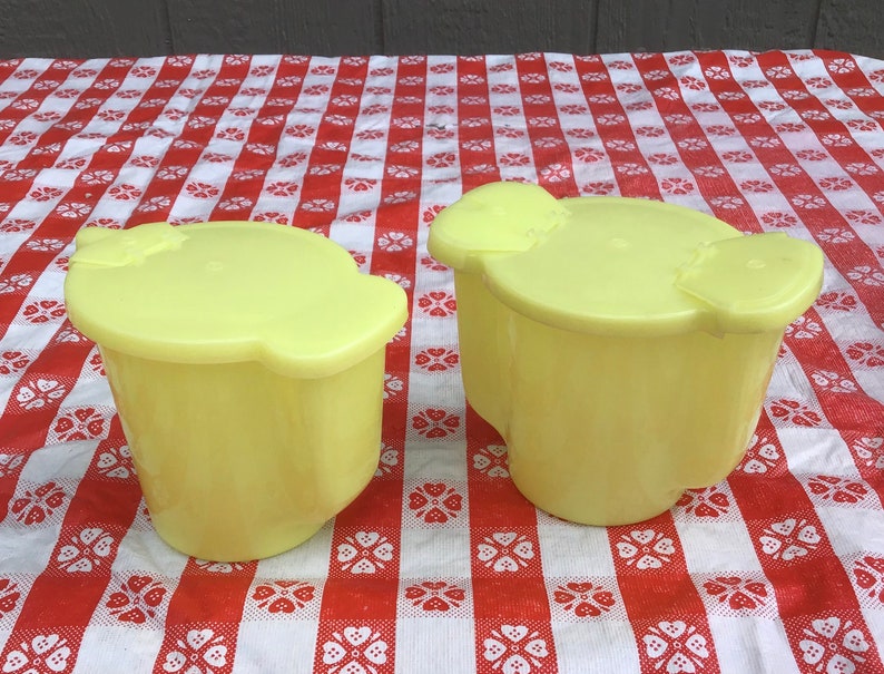 Vintage Tupperware Sugar and Creamer Set in Bright Yellow Etsy