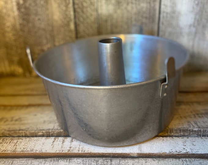 Vintage Angel Food Cake Pan 2 Piece, Aluminum Bundt Cake Pan, Tube Pan