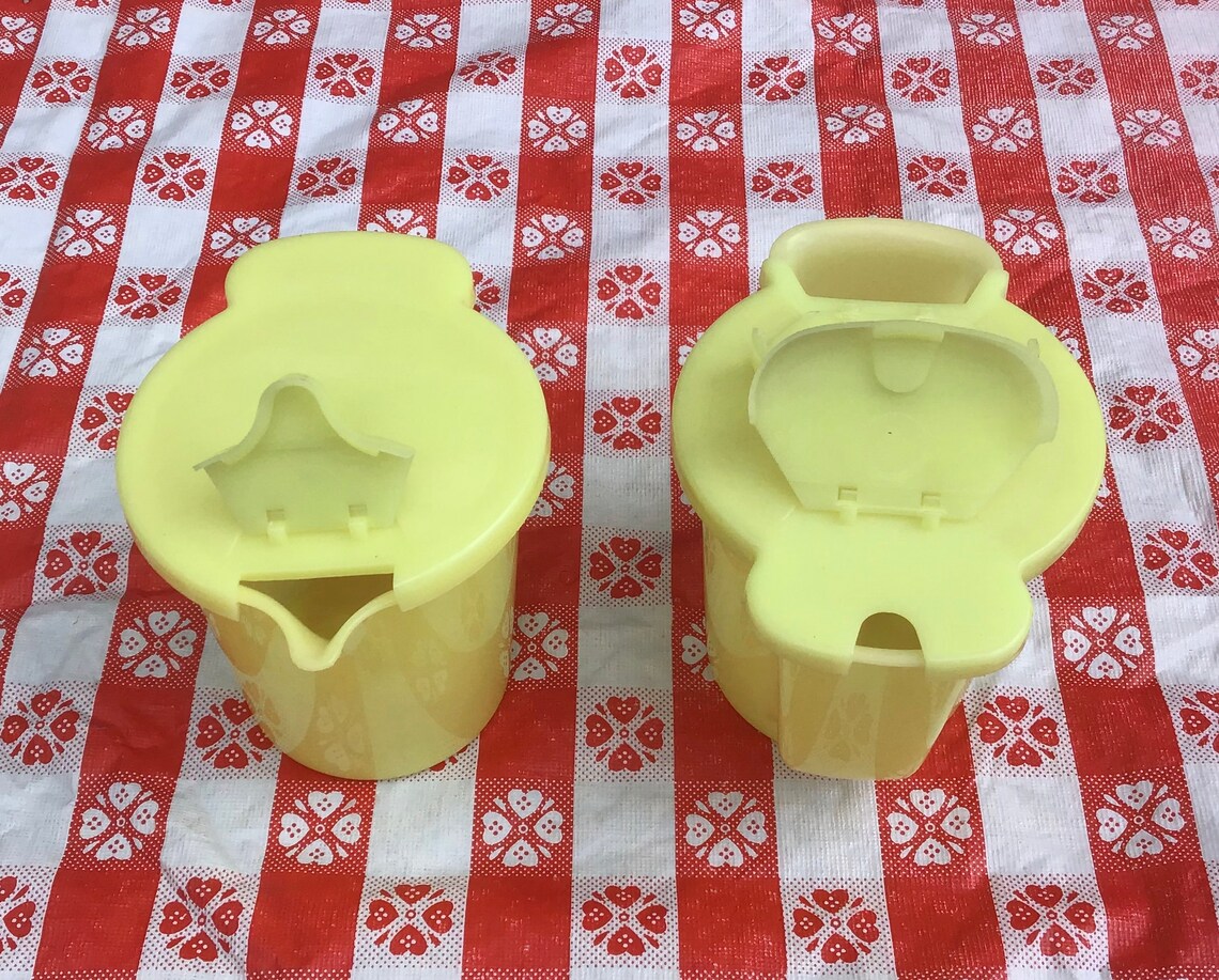 Vintage Tupperware Sugar and Creamer Set in Bright Yellow Etsy