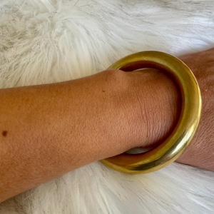 Vintage estate hollow brass statement bangle bracelet