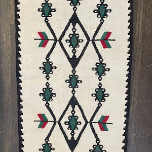 Vintage small wool handwoven kilim wall hanging or floor rug