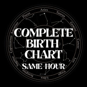 Lectura de Carta Astral - Entrega a la misma hora / Informe astrológico detallado / Sol, Luna, Ascendente, Amor, Carrera, Propósito / Rápido y personalizado