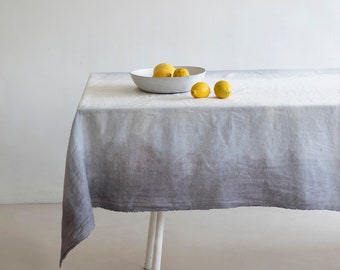 Grey Shibori linen tablecloth