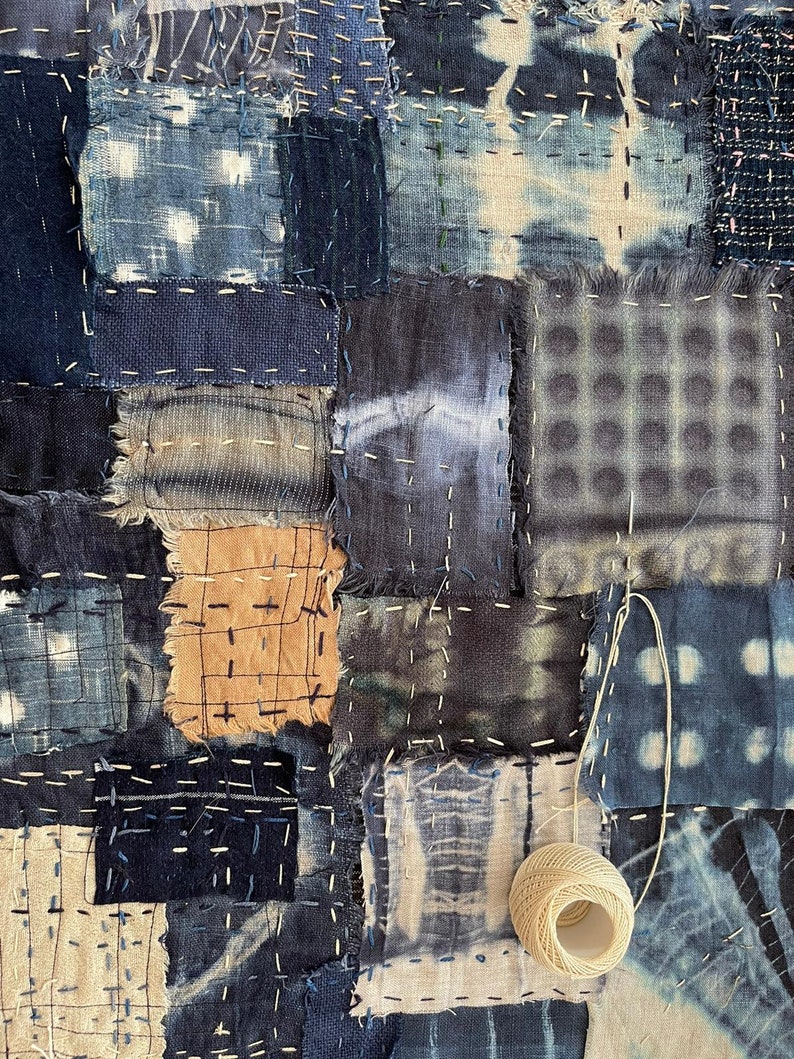 Shibori Boro Fabric Patch Kit Etsy