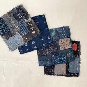 Shibori Indigo boro coasters