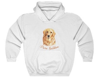 Golden Retriever Unisex Heavy Blend Hooded Sweatshirt, Cute Pure Golden Hooded Sweatshirt