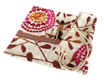 Paint Brush Roll, Orange Artist brush roll, brush holder