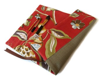 Paint Brush Roll Fall Flowers & Leaves Artist Brush Roll Creative Gift