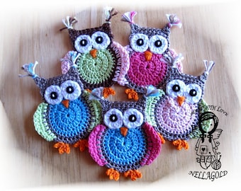 Crochet PATTERN, Applique Jolly Owl, DIY Pattern 4, Instant Download