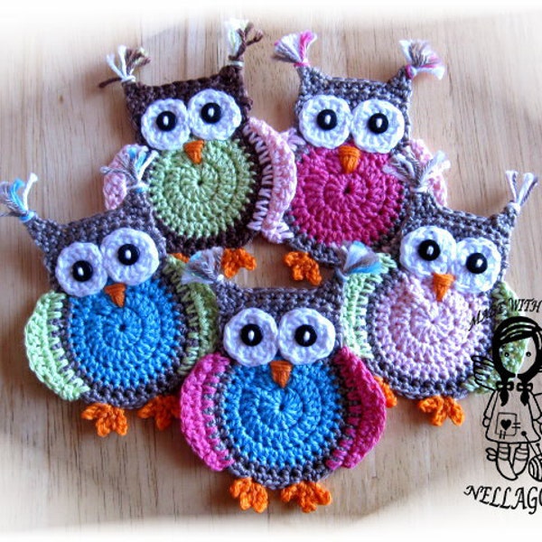 Crochet PATTERN, Applique Jolly Owl, DIY Pattern 4, Instant Download