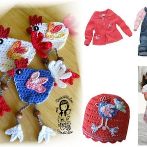 Crochet PATTERN, Applique Little Hen, Application, DIY Pattern 13, Instant Download