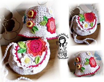 Crochet PATTERN, Hat, Purse, Handbag for your Princess, 2 PIECES, DIY Pattern 40, Instant Download