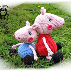 Crochet PATTERN, Peppa Pig and George Pig, 2in1, DIY Pattern 103, Instant Download