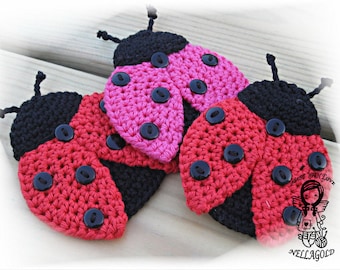 Crochet PATTERN, Applique Ladybug, Patch, Brooch, Application Ladybird, DIY Pattern 159, Instant Download