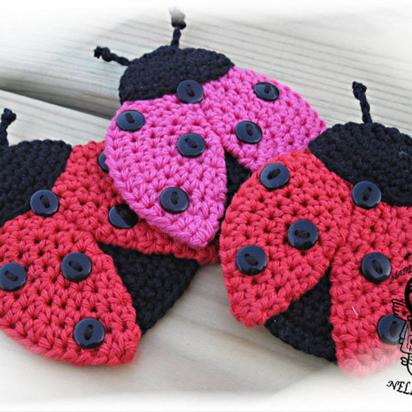 Crochet PATTERN, Applique Ladybug, Patch, Brooch, Application Ladybird, DIY Pattern 159, Instant Download