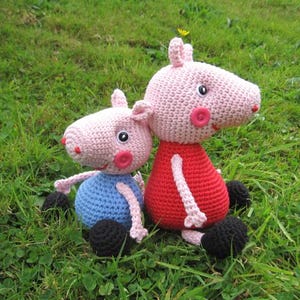 Crochet PATTERN, Peppa Pig and George Pig, 2in1, DIY Pattern 103, Instant Download