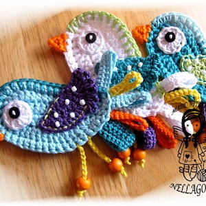 Crochet PATTERN, Applique, Little Bird, DIY Pattern 9, Instant Download