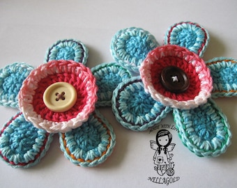 Crochet PATTERN, Applique Flower, DIY Pattern 168, Instant Download