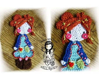 Crochet PATTERN, Applique Doll, DIY Pattern 11, Instant Download