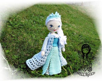 SCHEMA all&#39;uncinetto, schema bambola all&#39;uncinetto, FROZEN, Regina Elsa, Bambola all&#39;uncinetto amigurumi, schema fai da te 110, download immediato