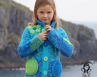 Crochet PATTERN, Crochet coat pattern, crochet cardigan , sweater, pattern 5-7Y, DIY Pattern 180, Instant Download