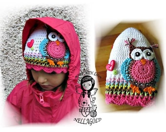 Crochet PATTERN, Hat with Jolly Owl, DIY Pattern 70, Instant Download