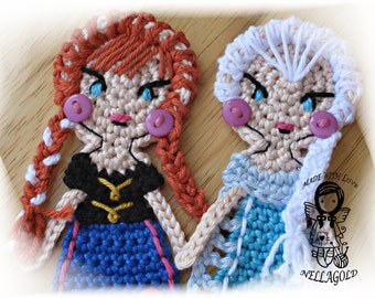 Crochet PATTERN, FROZEN, Applique, Princess Anna, Queen Elsa, Special deal 2in1, DIY Patterns 113 and 114, Instant Download