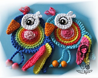 Crochet PATTERN, Applique Parrot, Patch, Application, Lorikeet, Bird, DIY Pattern 161, Instant Download