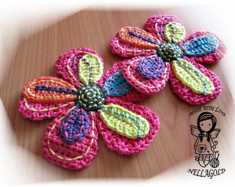 Crochet PATTERN, Applique Big Flower, DIY Pattern 12, Instant Download