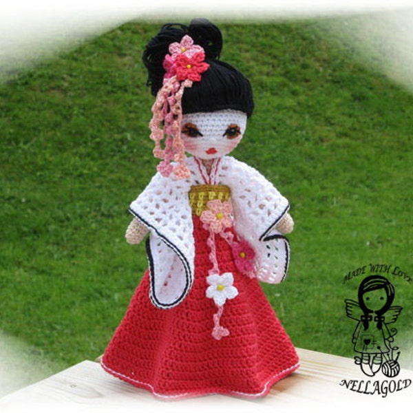 Modèle au crochet, modèle de poupée au crochet, modèles de poupée Amigurumi, jouet au crochet, poupée de collection, Geisha, modèle de bricolage 123, téléchargement immédiat
