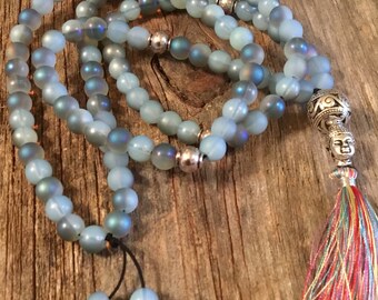 Meditation Chrysoprase Marker Beads Green Gold Copper Bornite Pendant Prayer Tibetan Bornite Stone 108 Sandalwood Bead Mala Zen Style