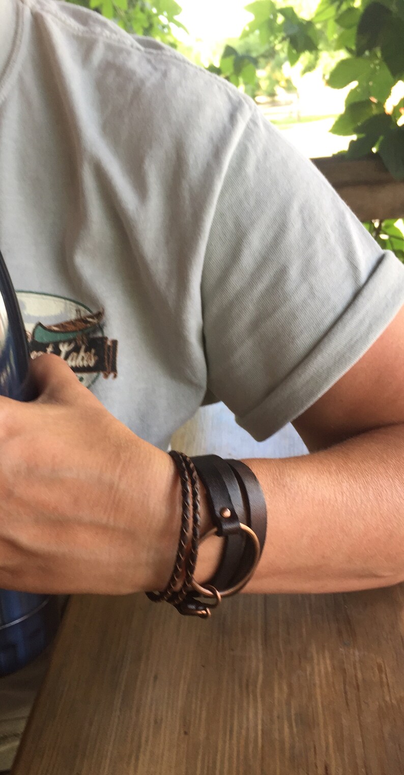 Women or Men Boho Healing Properties Silver or Gold Leather Wrap Bracelet Arthritis Copper Distressed Brown Leather Toniraecreations
