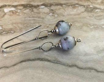 Angelite & Sterling Silver Earrings Handmade/Hand Forged Dangle Earrings