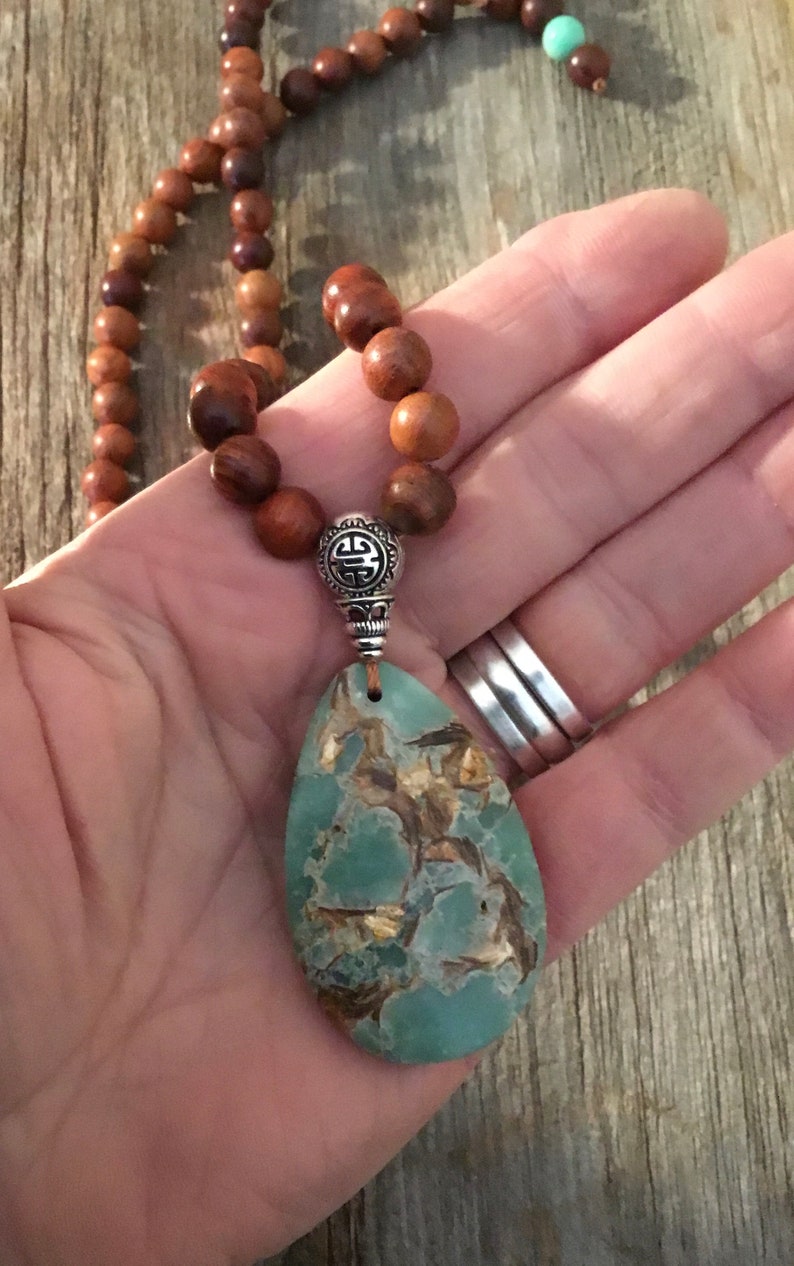 Meditation Chrysoprase Marker Beads Green Gold Copper Bornite Pendant Prayer Tibetan Bornite Stone 108 Sandalwood Bead Mala Zen Style