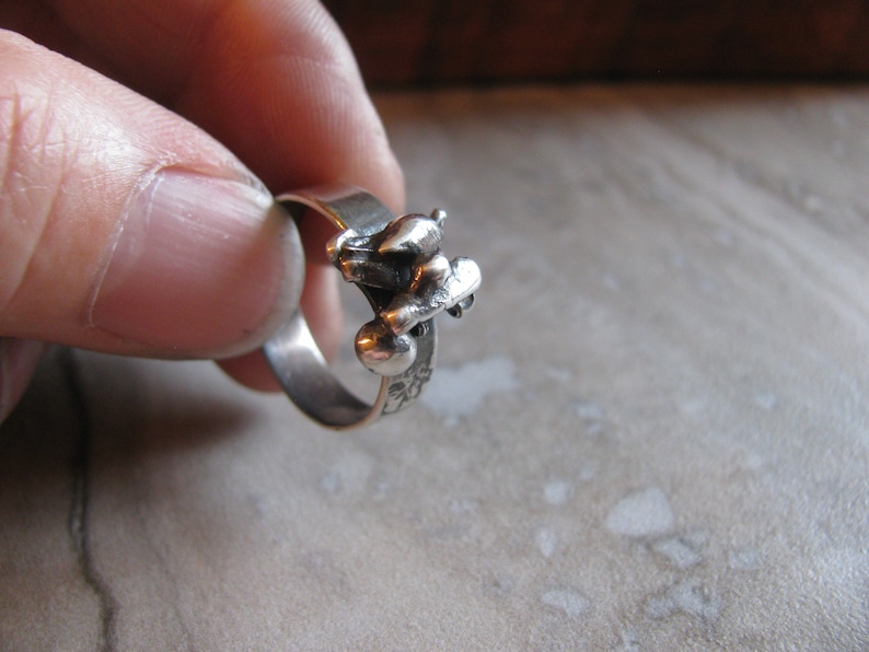 Rustic Thomas Burton Collection Toniraecreations Industrial Recycled Rough OOAK Sz 7.5 Sterling Silver Ring Heavy Duty One of a Kind
