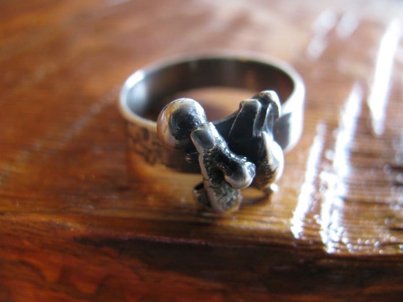 Rustic Thomas Burton Collection Toniraecreations Industrial Recycled Rough OOAK Sz 7.5 Sterling Silver Ring Heavy Duty One of a Kind