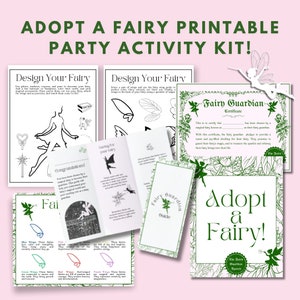 Adopt a Fairy Printable Party Kit | Instant Download | Girl&#39;s Birthday Party Favor | DIY Fairy Themed Activity Party Game